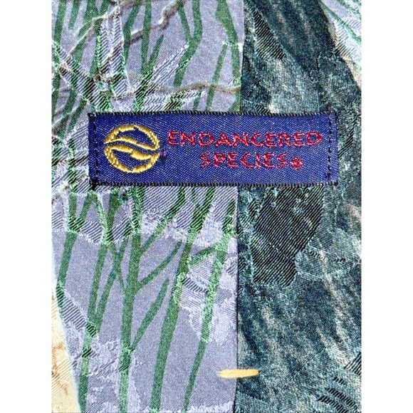Endangered Species Men's Silk Tie Panda Bear Bamboo Blue Made in USA - Picture 2 of 6
